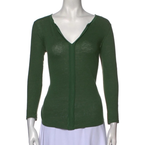 Sandro Trilce Linen and Silk Green Blouse - Picture 2 of 6